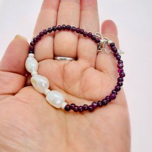 925 SS beaded crystal gemstone good luck bracelet